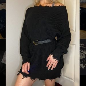 Black Knitted Sweater Dress
